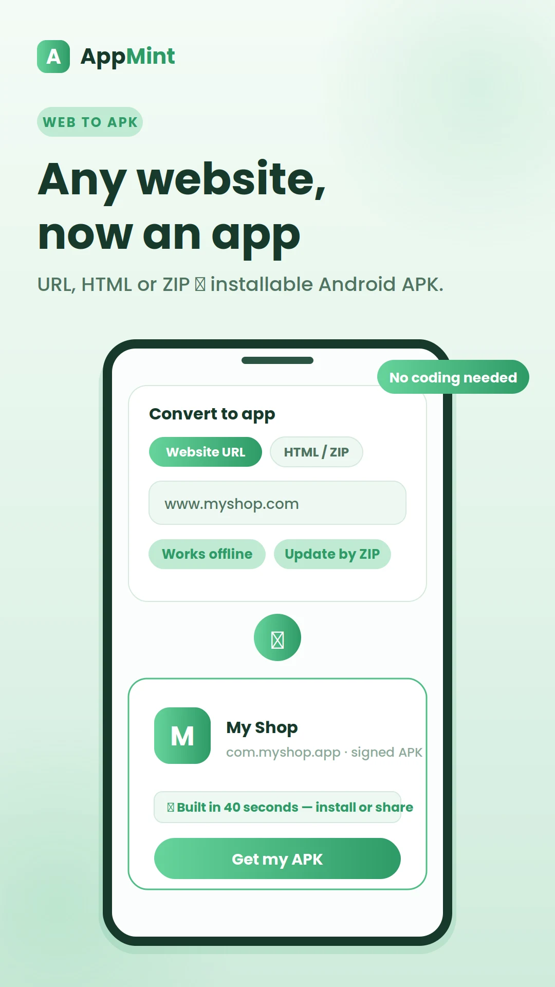 HTML & Web to APK:AppMint screenshot